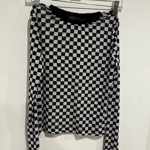 Current Mood Mesh Long Sleeve Top  Checkered